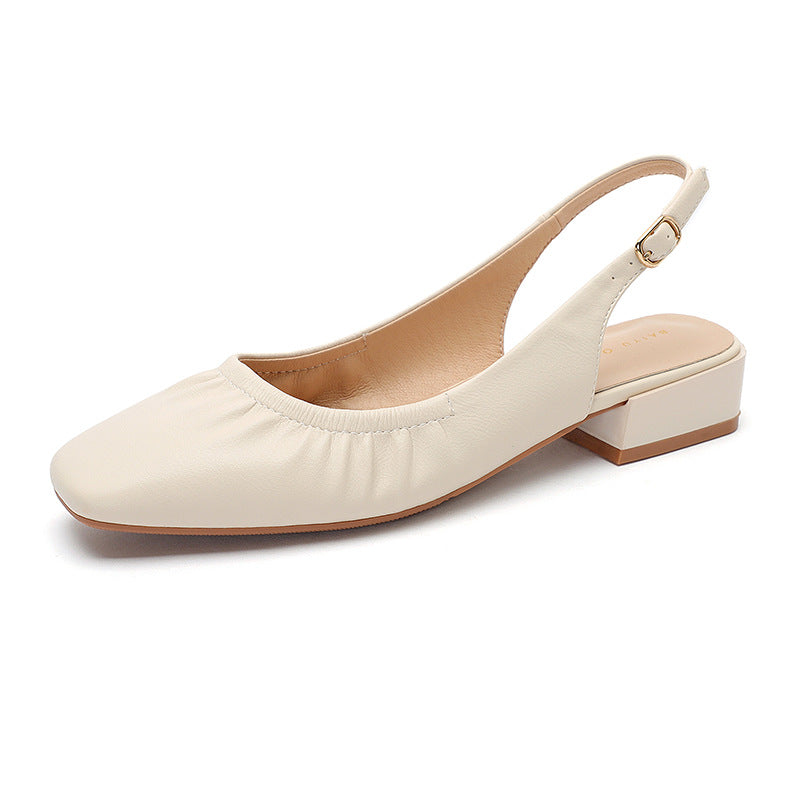 Kvinder Slingback Low-Heel Ballerinas med foldet design Stilla