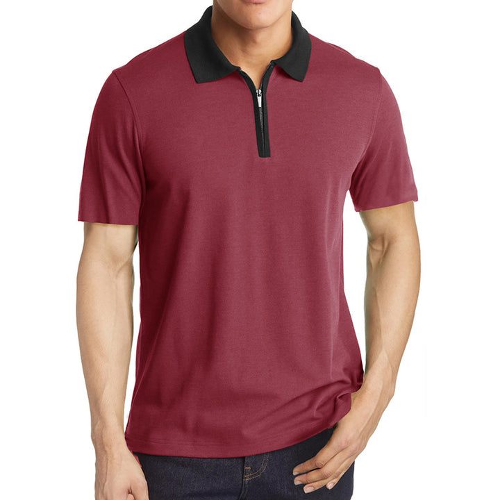 Herrer Kortærmet Poloshirt med Lynlås og Kontrastkrave Stilla
