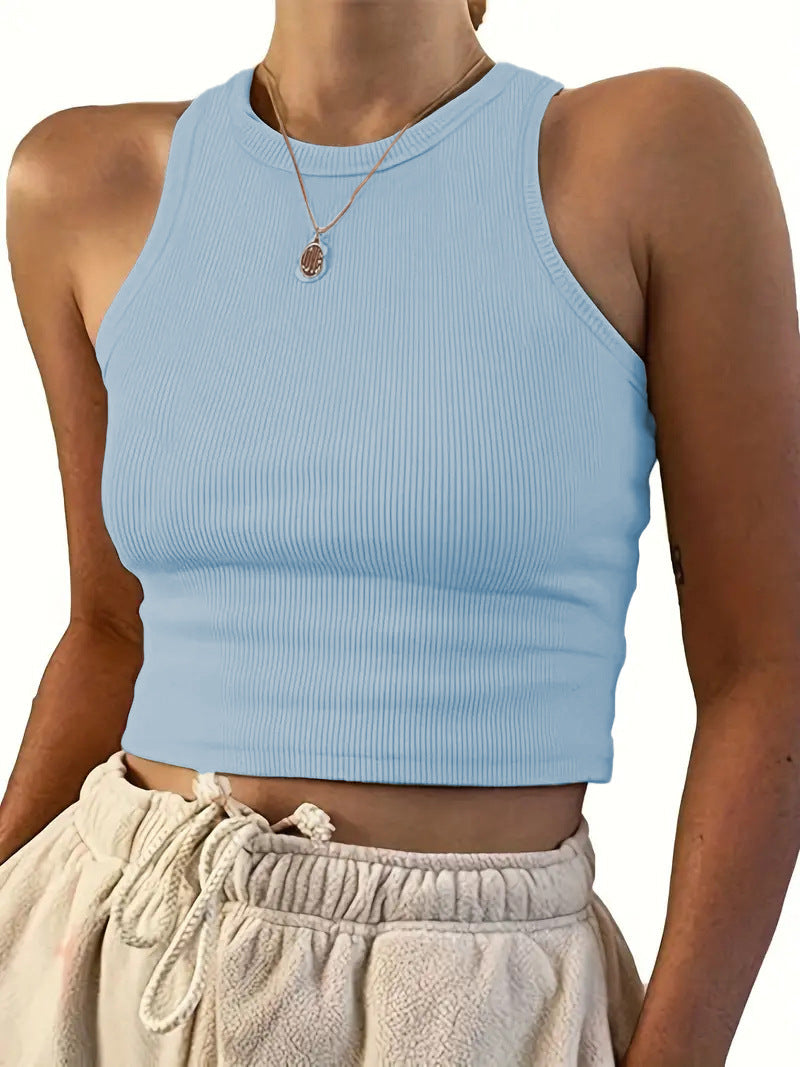 Dame tætsiddende crop-top med struktureret ribdesign Skovae
