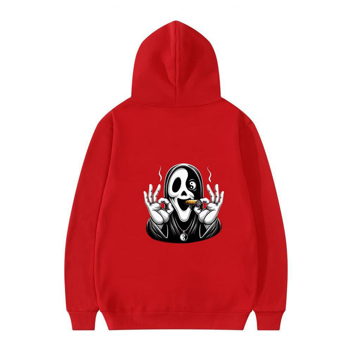 Dame hoodie med kunstnerisk kraniumprint og afslappet pasform Skovae