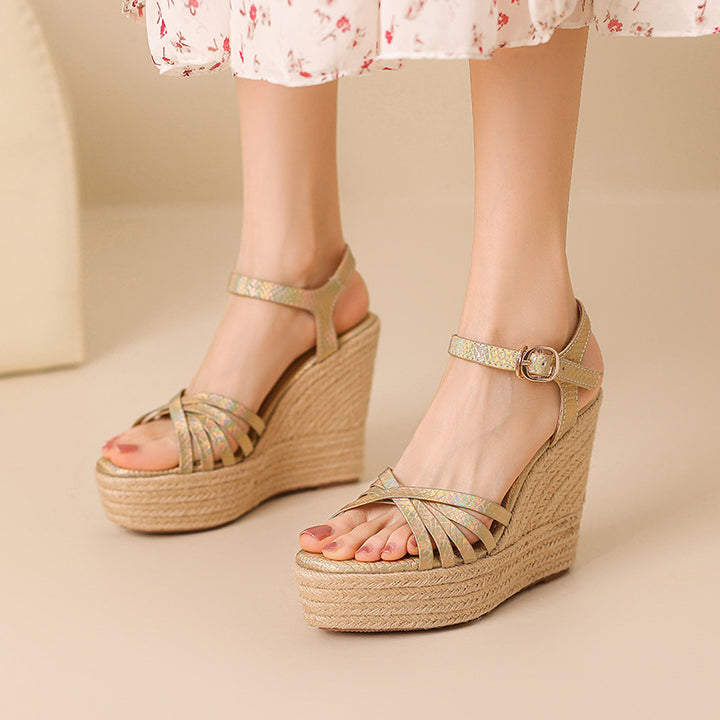 Femme Strappy Espadrille Wedge Sandaler Stilla