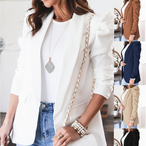 Damer elegant blazer med puffærmer og praktiske lommer Stilla