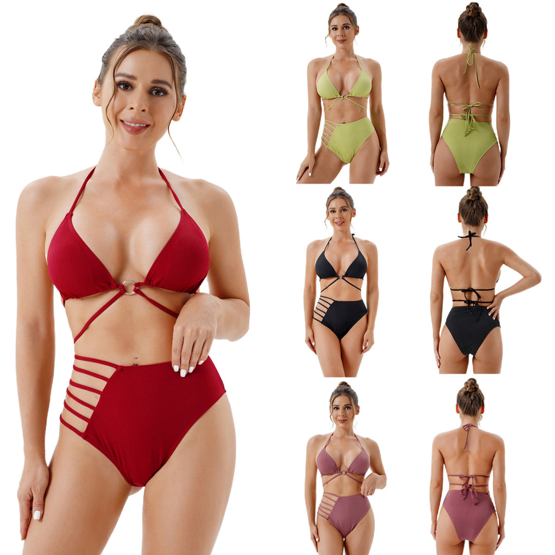 Damer Højtaljede Bikinisæt med fashionable Cut-Out-detaljer Skovae