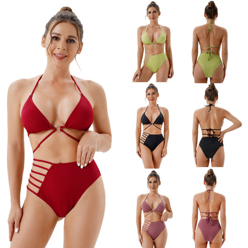 Damer Højtaljede Bikinisæt med fashionable Cut-Out-detaljer Skovae