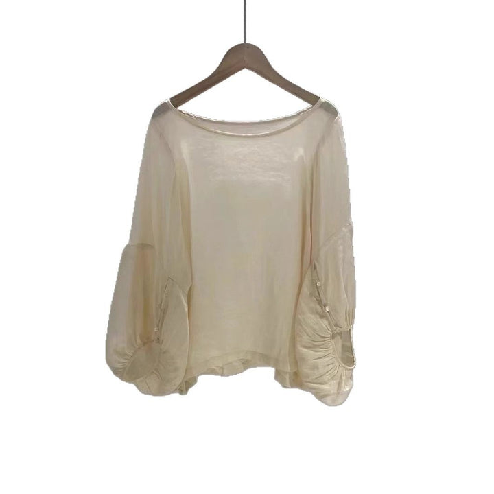 Femme Elegant Gennemsigtig Puffærme Bluse Stilla