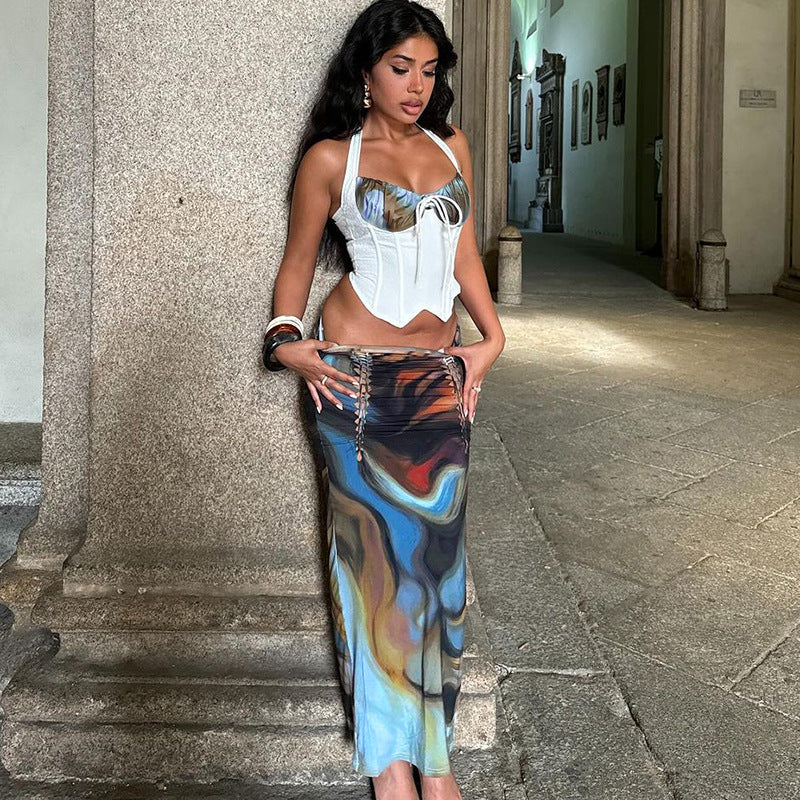 Dame Maxi-kjole med raffineret drapering design og glitrende effekt Stilla