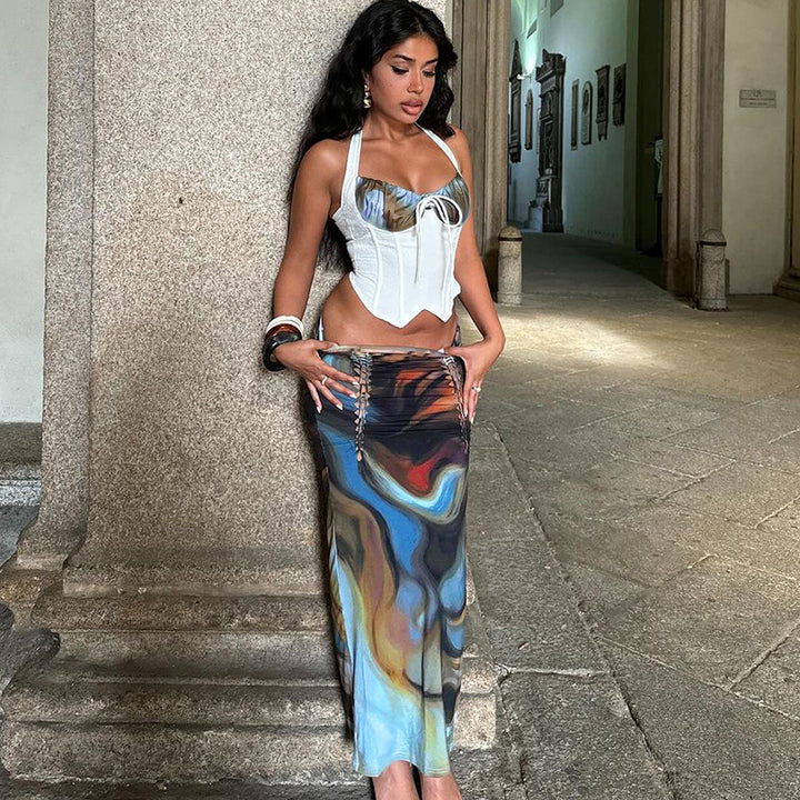 Dame Maxi-kjole med raffineret drapering design og glitrende effekt Stilla