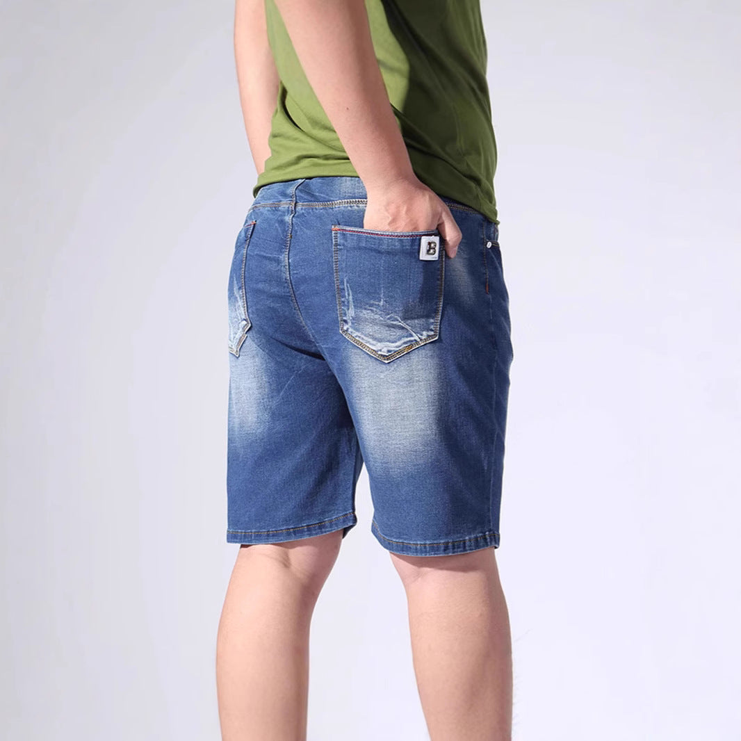Herrer denim shorts med elastisk talje og afslappet pasform Skovae