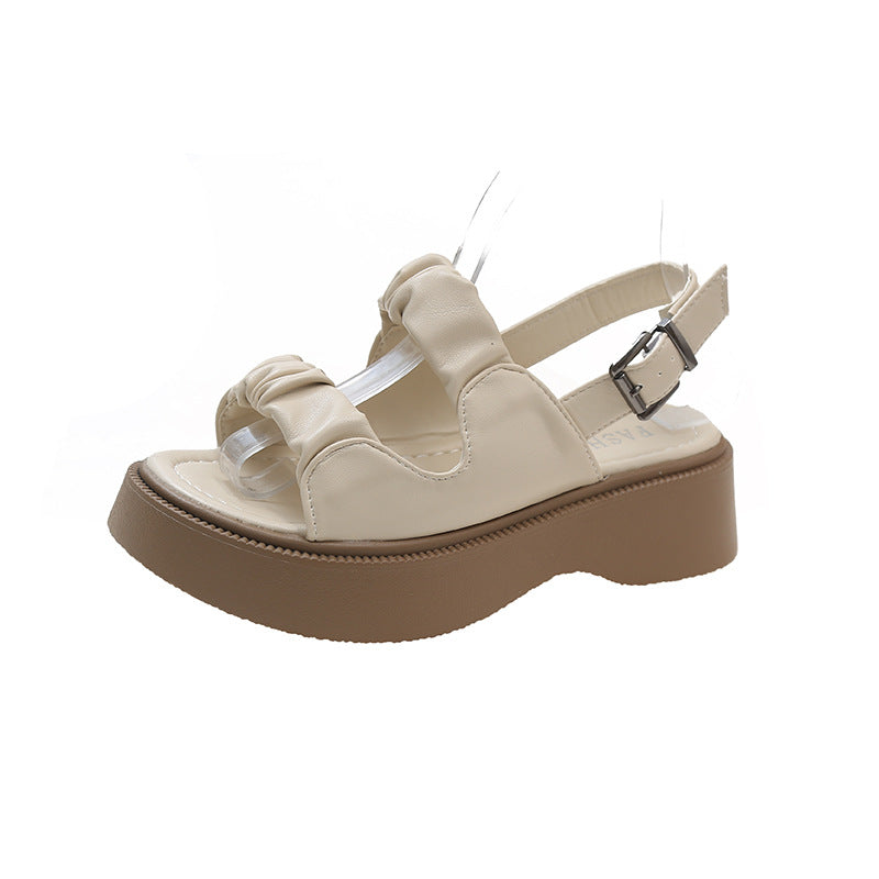 Dame Plateau-sandaler med fashionabel plisseret design og skridsikker sål Stilla