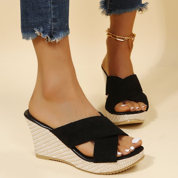 Dame Wedge-sandaler med krydsede remme og skridsikker sål Stilla