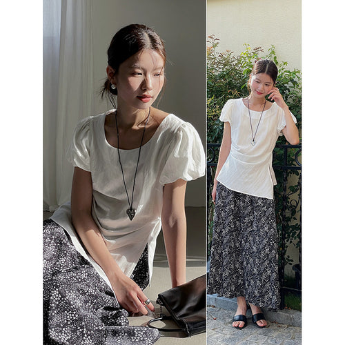 Damer Rynket T-shirt med asymmetrisk snit og justerbare stropper Stilla