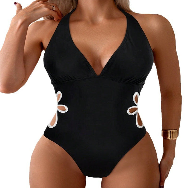 Damer Elegant Plunge Neck Én-dels Badedragt med dekorative udsnit Stilla