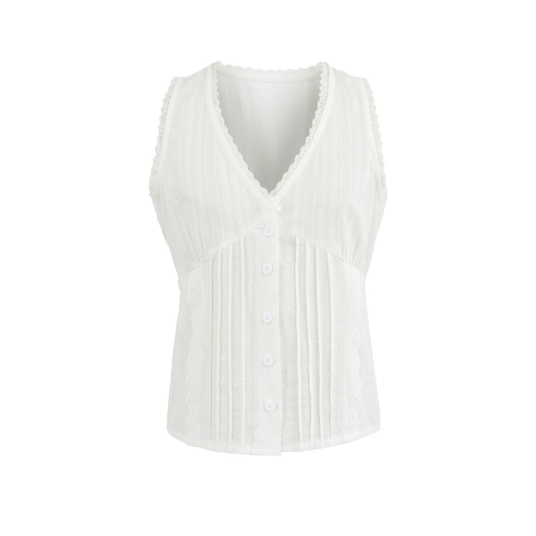 Dame Crop-Top med elegante flæsedetaljer og justerbar talje Stilla