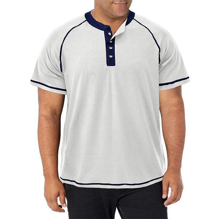 Herrer kortærmet henley-shirt med iøjnefaldende kontrastsyninger og behagelig pasform Stilla