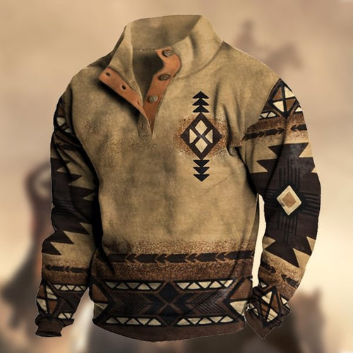 Herre mønstret sweater med moderne accenter og ståkrave Stilla