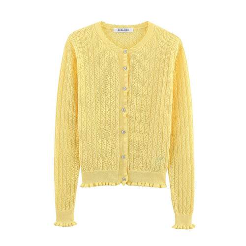 Dame Cropped Tekstureret Cardigan med Rynkeaccenter Stilla