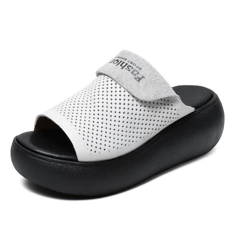 Femme Open-Toe Platform-Slide-Sandaler med åndbart design Stilla
