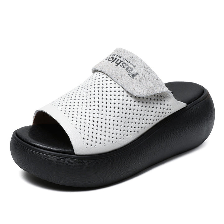Femme Open-Toe Platform-Slide-Sandaler med åndbart design Stilla
