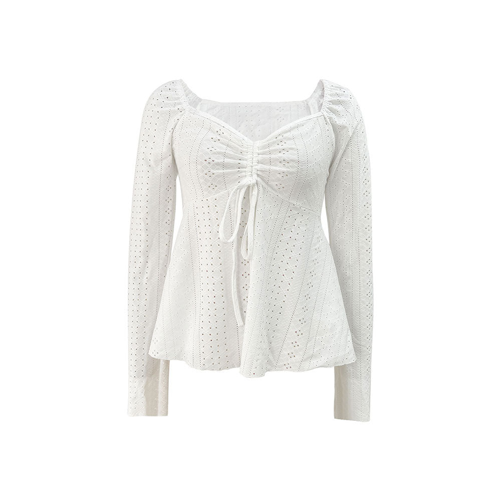 Women's blouse part with decorated ruffle details and elegant lacing design Stilla