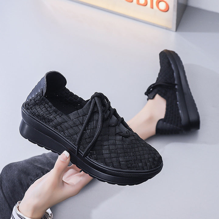Dame Woven Casual Sneakers med forhøjet sål og åndbart design Stilla