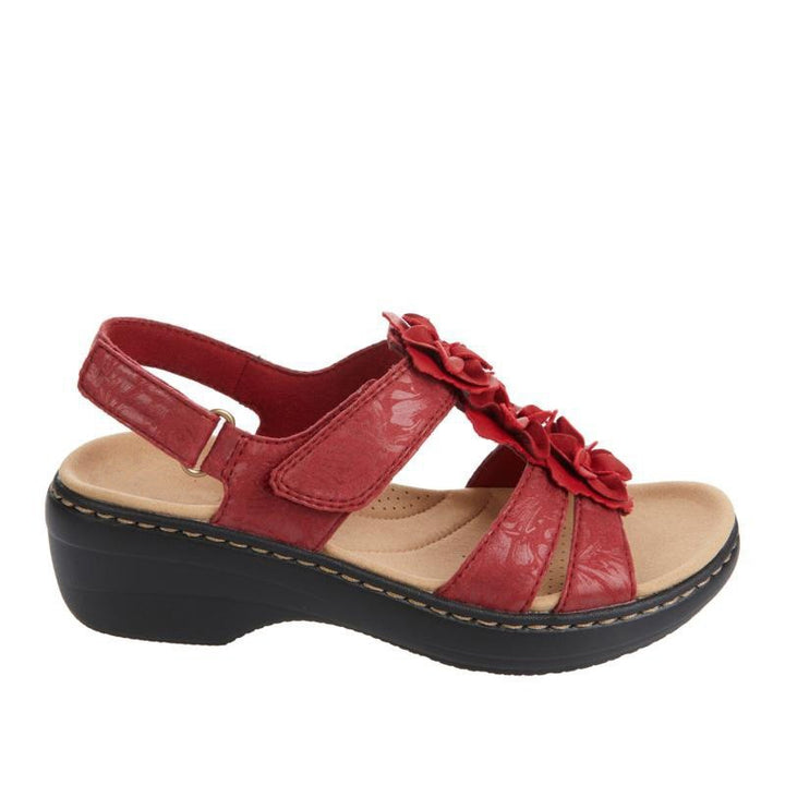 Dame sandaler med justerbart remdesign og florale applikationer Stilla