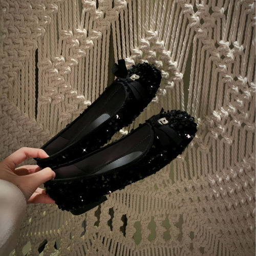 Femme Pailletter-dekoreret Ballerina-flad Stilla