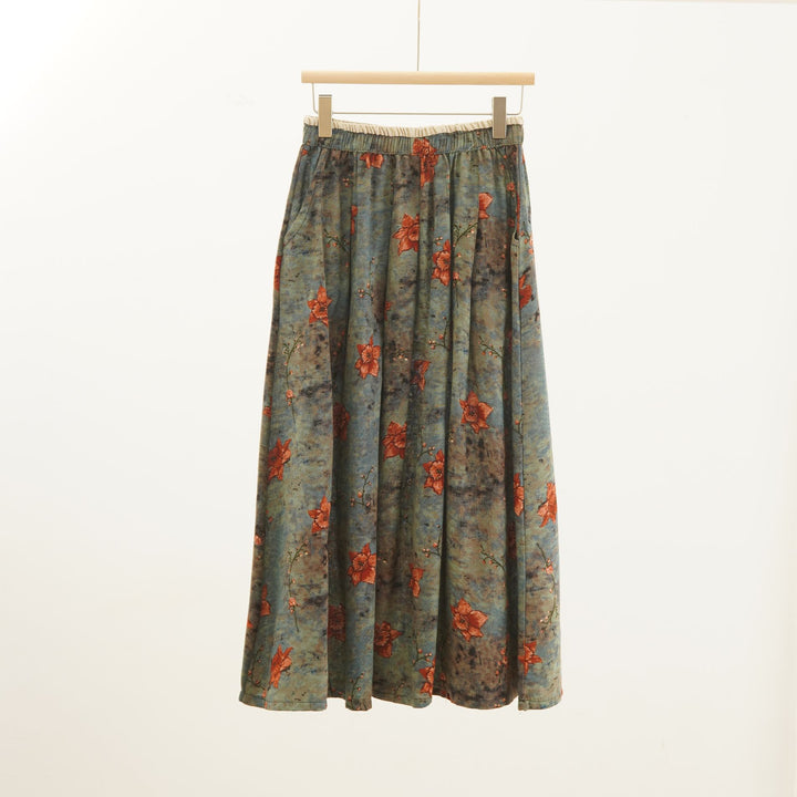 Femme Flydende Floral Tryk Maxi Nederdel Stilla