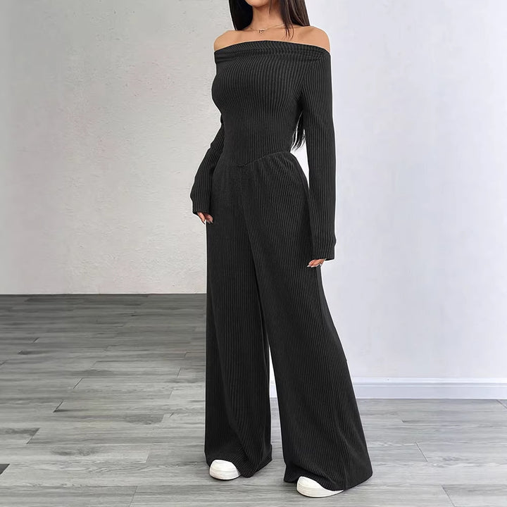 Dame Elegant jumpsuit med off-shoulder design og bred ben Skovae