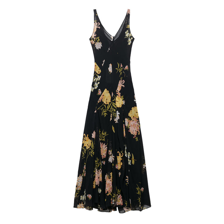 Femme Floral Maxi Kjole med elegant A-linje Silhuet Stilla