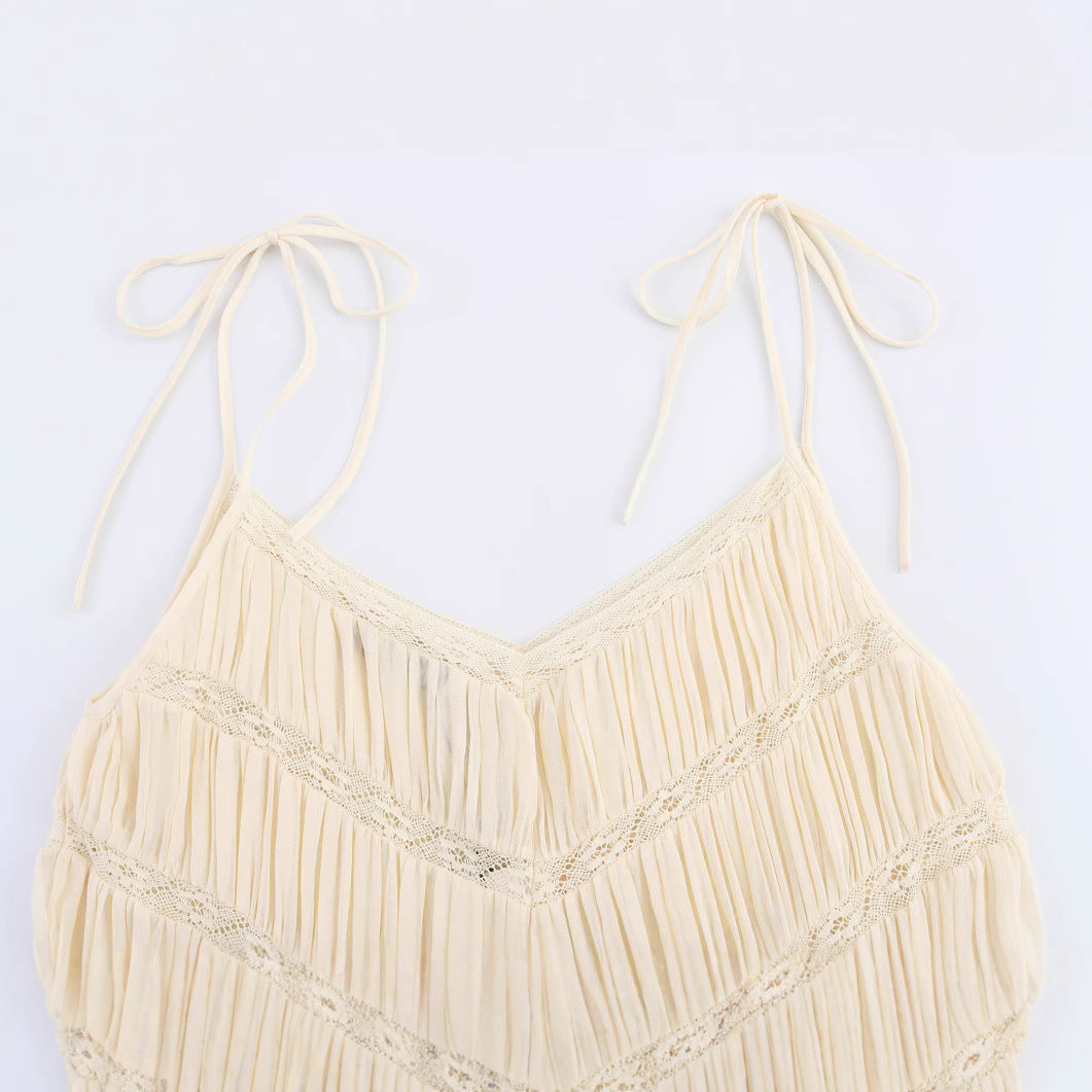 Femme Rüsch-Cami-Top med fine spidsdetaljer Stilla