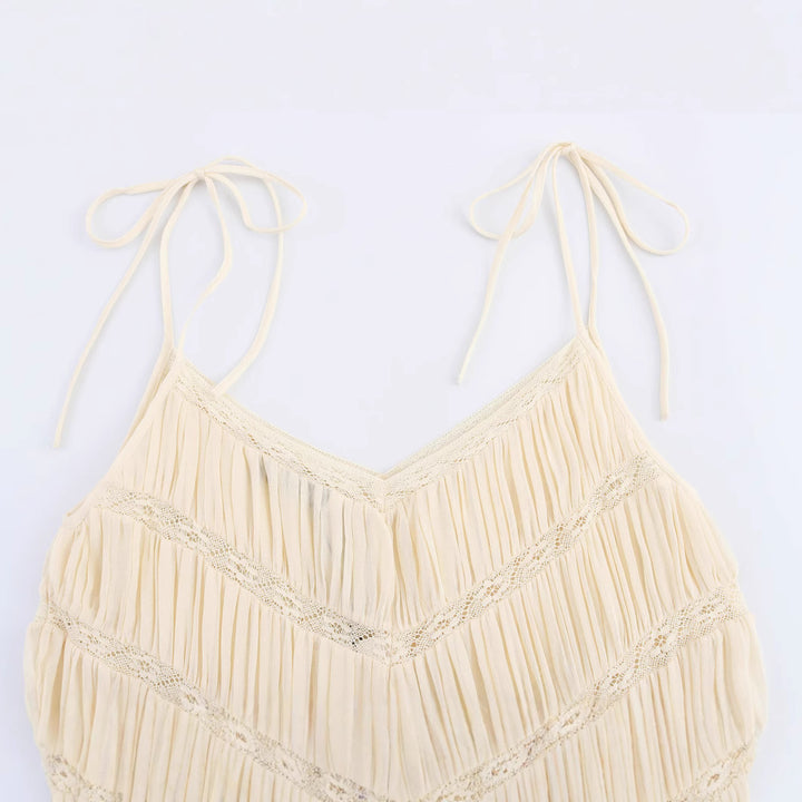 Femme Rüsch-Cami-Top med fine spidsdetaljer Stilla