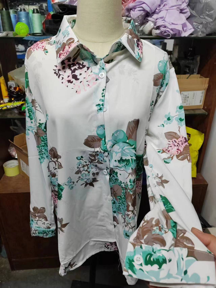 Dame bomuldsbluse med blomster mønster Stilla