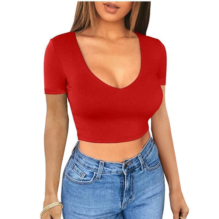Dame Crop-Top med V-udskæring og tætsiddende pasform Stilla