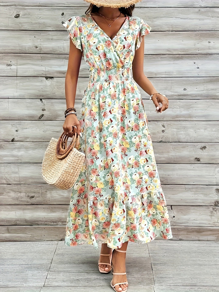 Kvinder Floral Print Stufenkjole Maxi Stilla