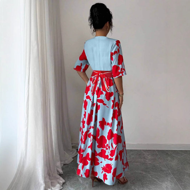 Damer Elegant Floral Wrap-Maxi-Kjole Stilla