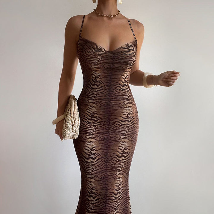 Kvinder Dyrtryk Bodycon Maxikjole Stilla