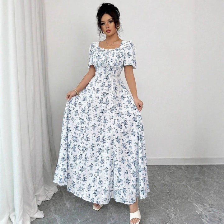 Dame Maxi kjole i romantisk blomsterdesign Skovae