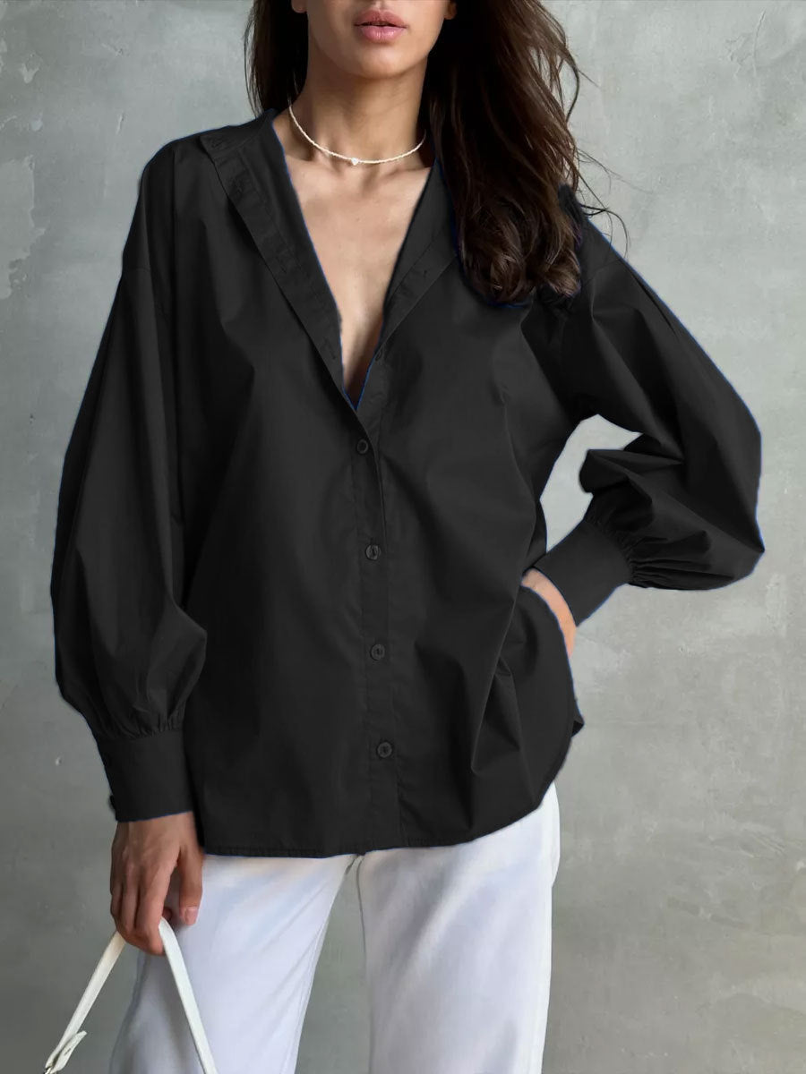 Stilla | Bomuldsbluse med puffærme