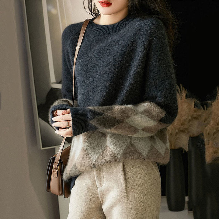 Femme Diamantmønster Strikpullover Stilla