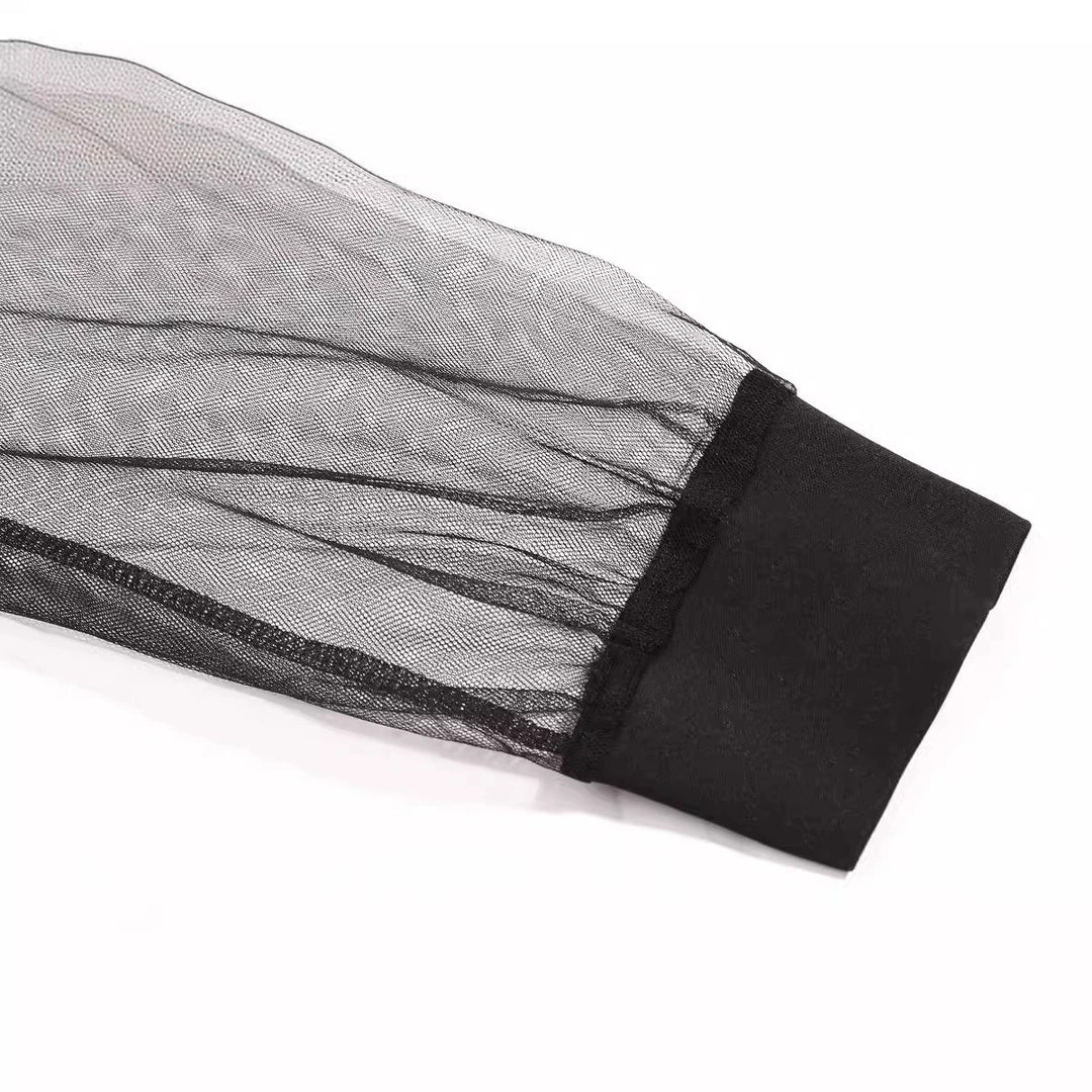 Dame wrapkjole med transparente lange ærmer Stilla