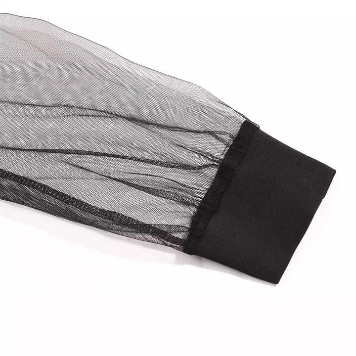 Dame wrapkjole med transparente lange ærmer Stilla