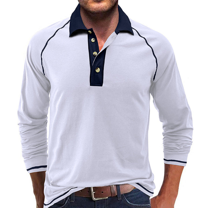 Herrer polo shirt med lange ærmer og moderne krave Stilla