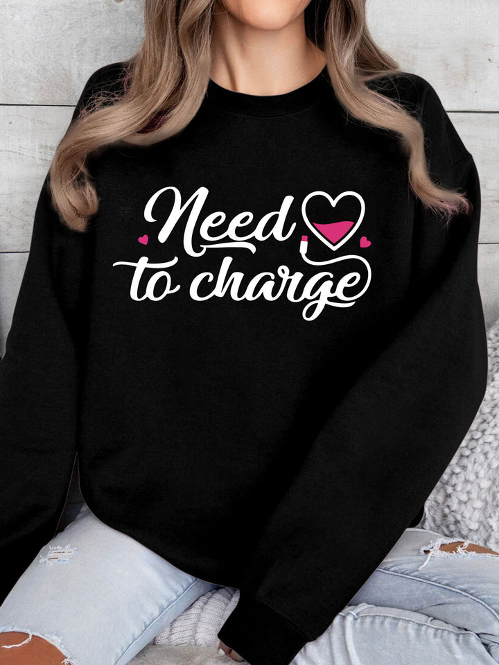 Kvindernes sweatshirt med inspirerende hjerte citat og afslappet skæring Stilla