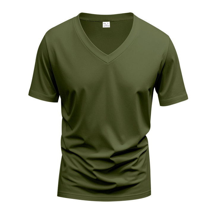 Herrer Sporty Kortærmet T-shirt med V-hals og funktionelt mesh-stof Stilla