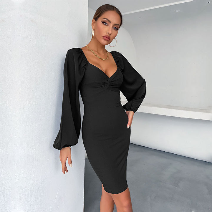 Dame Elegante Bodycon Kjole med Puffærme Stilla