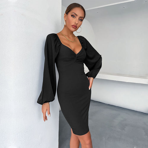 Dame Elegante Bodycon Kjole med Puffærme Stilla