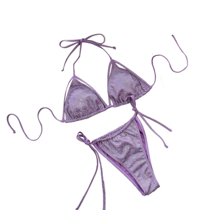 Dame triangel-bikini med glitrende accenter og justerbare stropper Stilla