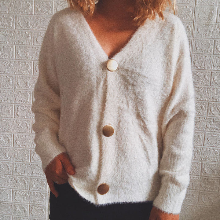 Kvinders hyggelige cardigan med store knapper og oversized pasform Stilla