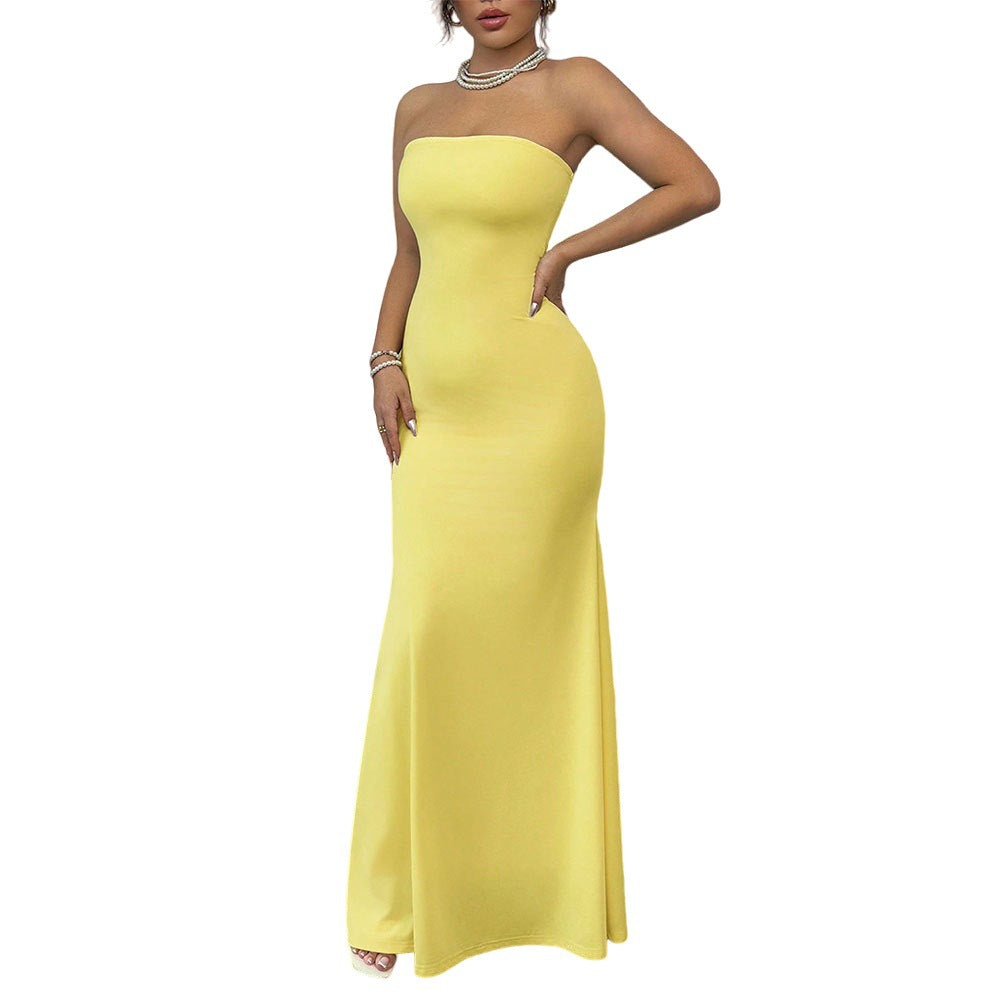 Kvinders figursyet omslag maxi-kjole med off-shoulder design og sexet rygsplit Stilla