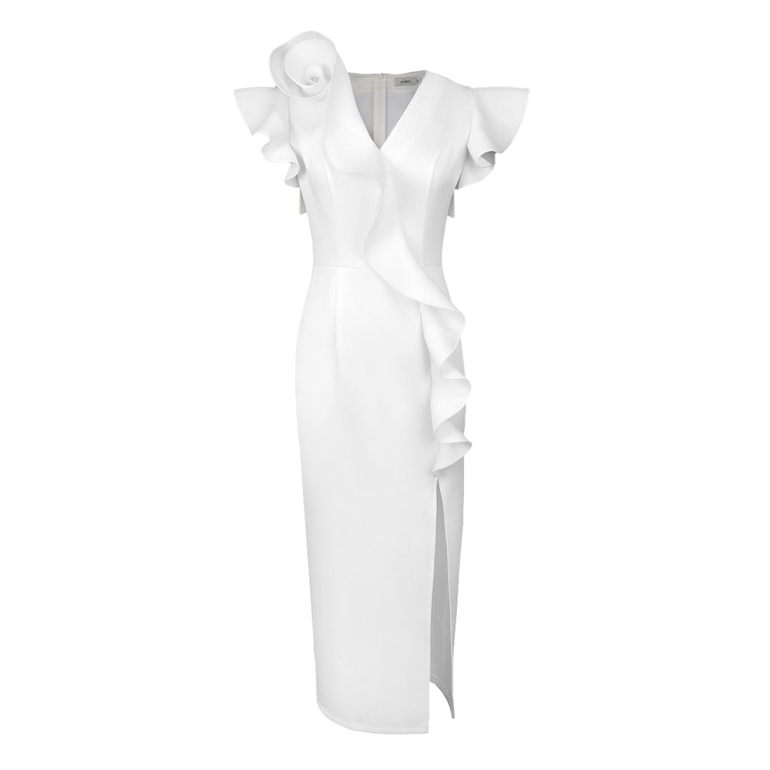 Dame elegant kjole med asymmetrisk ruffles detalje Skovae